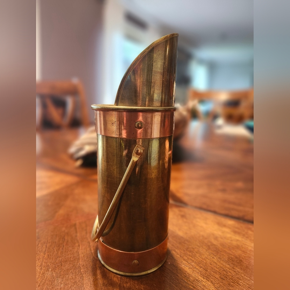Vintage Brass And Copper Coal/ash Scuttle Hod Bucket